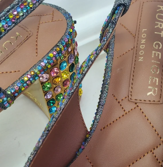 Kurt Geiger Multicolor Embellished Heels with Gold Details - Picture 4 of 7